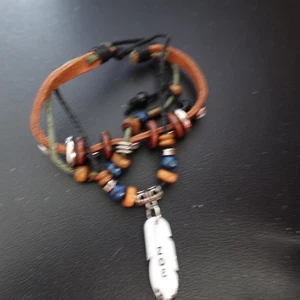 Zoe Personalized Boho Bracelet Sparkle Leather Stacked Hippie Indie Name - Picture 1 of 5