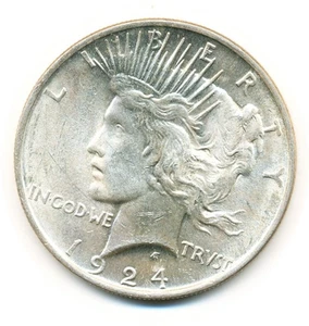 US Coin  1924 P  Peace Dollar  BU   ............C 10218 - Picture 1 of 2