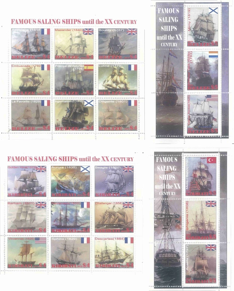 Stamp blocks complete Famous Salling ships until the 20th century 2019 issue (3) - Image 1 of 1