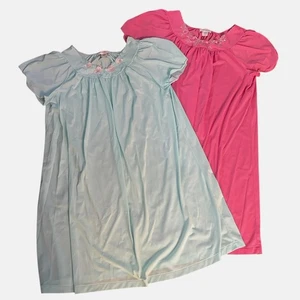 Lot of 2 Shadowline Size 1X Nightgowns Nylon Pink Light Blue - Picture 1 of 4