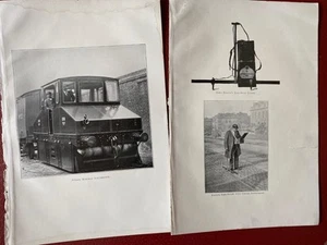 2 PRINTS 1908 PETROL RAILWAY LOCOMOTIVE TESTING RAIL BONDS KELVIN INSTRUMENT - Picture 1 of 4