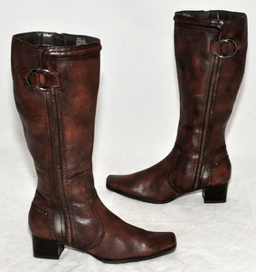 Giovanna Dark Brown Genuine Leather Women's Knee Boots Size 8 - Picture 1 of 5