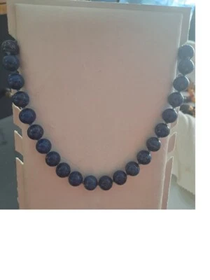 Collana girocollo perle lapislazzuli con chiusura in argento - Immagine 1 di 2