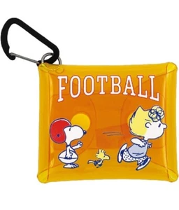 Peanuts Snoopy clear multi mini case snap botton Football w/ carabiner - Picture 1 of 2