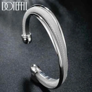 DOTEFFIL 925 Sterling Silver Large Reticulated Smooth Bangle Bracelet Jewelry - Picture 1 of 6