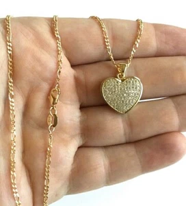 18K GOLD FILLED HEART LOVE NECKLACE 18" LONG / CADENA DE CORAZON 18" - P121 - Picture 1 of 7