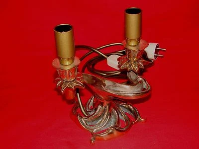 BELLE LAMPE BOUGEOIR EN BRONZE STYLE ART NOUVEAU - Photo 1/4