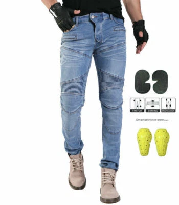 Mens Motorcycle Denim Jeans Biker Protective Travel Trousers Distressed Pants US - Image 1 of 4