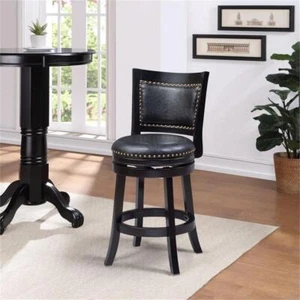Boraam Bristol Wood Counter Height Swivel Counter Stool in Black Finish - Picture 1 of 3