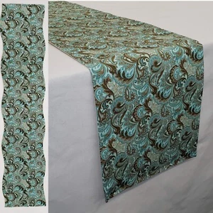 Brown & Teal Paisley Table Runner - Picture 1 of 7