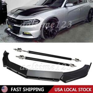 For Dodge Charger For SRT Front Bumper Lip Splitter Spoiler +Strut Rods Bar