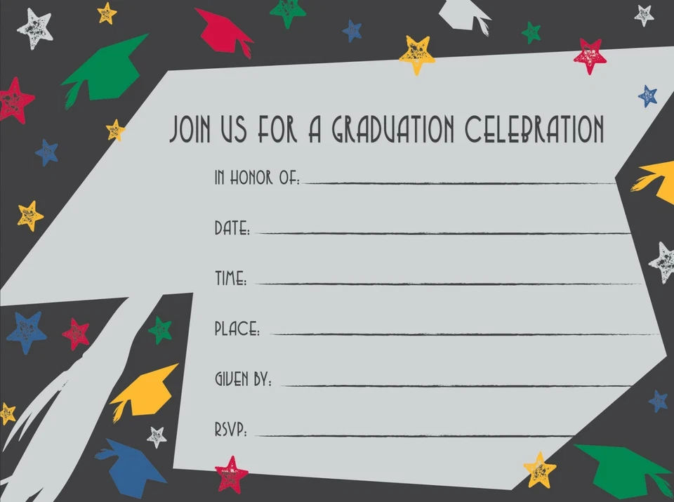 Graduation Invitations Invites Postcard 8 Multi Color Decoration Party Supplies - Image 1 of 1