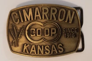 Cimarron Kansas CO-OP, Since 1916 Brass Belt Buckle. - Picture 1 of 2