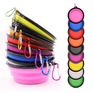 Ciotola Pieghevole per Cani Cibo Acqua Alimentazione Gatto Pet Silicone Piatto Portatile Viaggio UK - Foto 1 di 6