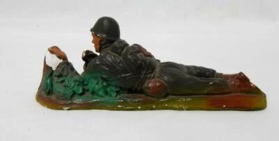 De colección JH Miller 1950 Soldado acostado propenso francotirador 5,5" tiza yeso Segunda Guerra Mundial Foto 1 de 4