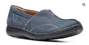 Mocasín Clarks Un Loop Stride para mujer azul marino nobuck 10 ancho - Imagen 1 de 6
