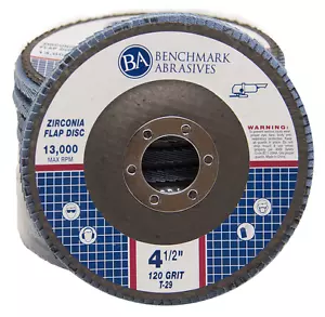 100 Pack 4.5” x 7/8" Premium 120 Grit Zirconia Flap Disc Grinding Wheels T29 - Picture 1 of 5