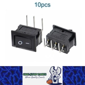 10 x Black Rocker Switches 10x15mm ON/OFF 3 Pin L Type SPST Panel Mini Switches - Picture 1 of 3