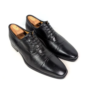 MAGNANNI Cap Toe Oxford Glove Leather Sz 12 M Black Dress Shoes - Picture 1 of 9