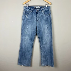 Pantalones de mezclilla BKE para hombre 33x29 Tyler pierna recta azul lavado claro hebilla desgastados - Imagen 1 de 17