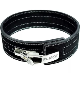 Weight Lifting Belt Thick 4" Leather FLEXZ Fitness Lever Buckle Black  Small NEW - Picture 1 of 3
