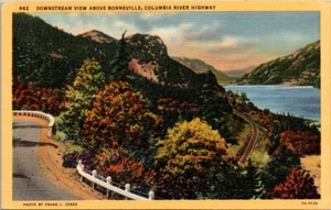 Postcard Downstream View Above Bonneville Columbia River Highway - Picture 1 of 2