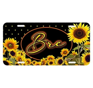 Sunflower Yellow Dots Personalized Monogrammed License Plate Custom Car Tag - Picture 1 of 5