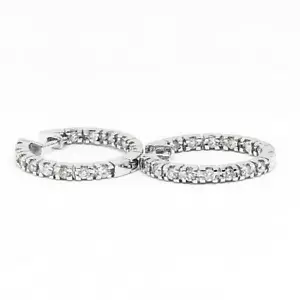 14K .42 cttw white gold diamond hoop earrings, NWT $1400 - Picture 1 of 4