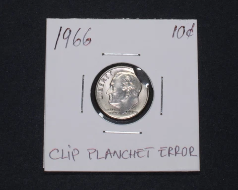 1966 10c Clip Planchet ERROR - Higher Grade Roosevelt Dime Cover