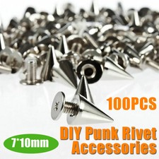 100Pcs Silver Alloy Bag Studs Cone Punk Spikes Spots Rivets Leather Craft DIY