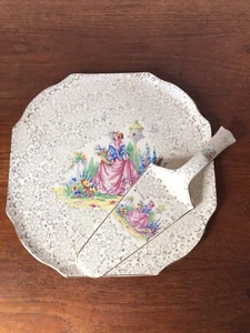 Vintage H & K Tunstall Crinoline Lady Cake Plate And Lifter Made In England - Picture 1 of 9