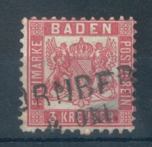 Alemania Baden 1862 Escudo de armas sello rosa profunda 3k. Usado. Sg 29 - Imagen 1 de 2