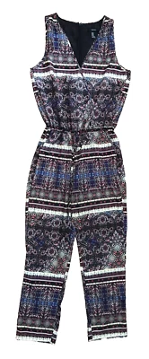 FOREVER 21 NUEVO Mono Multicolor Para Mujer Sin Mangas Cordón Cintura Bolsillos M Foto 1 de 4