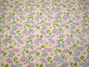 Cotton Fabric By Yard SALE Lt Purple Blue Green Floral on Lavender & White #PC - Picture 1 of 2