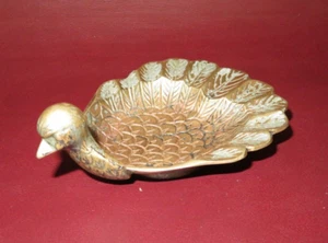 Vintage 5.5" Solid Brass Peacock Ashtray - Made in Japan - Picture 1 of 11