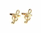 9K Gold Plated High Quality Cufflinks Music Note Treble Clef Cuff Links +Gift Bg