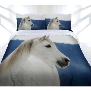 Just Home Snowy Horse Quilt Cover Set Queen - Picture 1 of 1