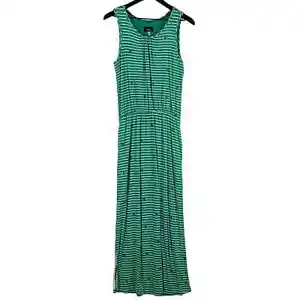 Joules Womens (8) Striped Jersey Long Maxi Dress Side Slit Bees Green - Picture 1 of 11