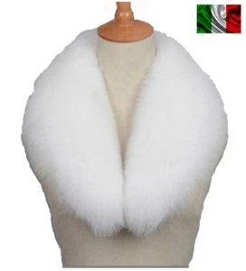 COLLO PELLICCIA di VOLPE BIANCO FOURRURE de RENARD silver FOX LIGHT WHITE - Picture 1 of 6