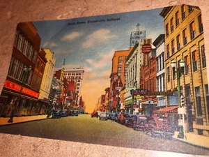 Postal de lino Evansville EN tiendas y tiendas de Main Street Woolworths años 40 - Imagen 1 de 6