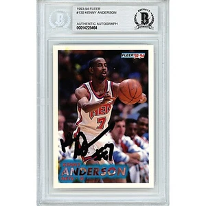 Kenny Anderson Auto 1993-94 Fleer #130 New Jersey Nets Autograph Card Beckett - Picture 1 of 5