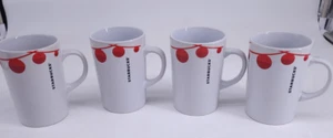 Starbucks 2012 Christmas Holiday Red Ball Ornaments White Coffee Mugs Cups Set 4 - Picture 1 of 7