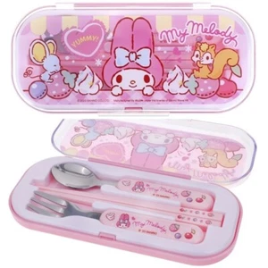 My Melody Cutlery Kit Fork Spoon Chopsticks Utensils Tableware Kids Flatware - Picture 1 of 6