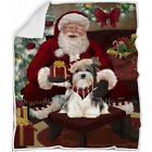 Santa's Christmas Surprise Dog Cat Pet Woven Blanket Pet Lovers Gift