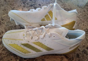 ADIZERO ELECTRIC MENS FOOTBALL CLEATS, IE4381, NEW, WHITE / GOLD - Picture 1 of 4