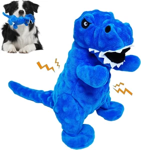 Squeaky Dog Toys Stuffed Dog Toys Cute Dinosaur Plush Dog Toy with Crinkle Paper - Picture 1 of 7