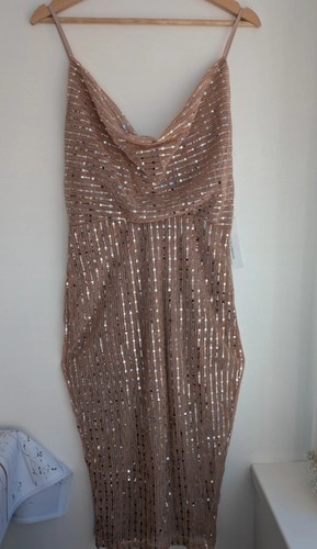 VALENTINO Abito donna Valentina silkfred rosa argento scintillante impreziosito matrimonio UK 12