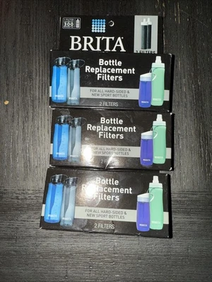 6 Count BRITA Bottle Replacement Filters Hard-sided & New Sport Bottles 3 Boxes - Image 1 of 2
