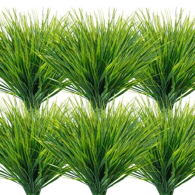 Uieke 12 Bundles Artificial Grass Plants Outdoor UV Resistant Fake Grass Plan... - Image 1 of 4
