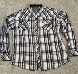 BKE Herren Roll Tab Langarm Hemd Athletic Fit Karo Western Pearl Snap XXXL - Bild 1 von 10